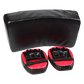 Kickboxing shield and punching pad combo for sparring training, used in boxing and martial arts fitness workouts.