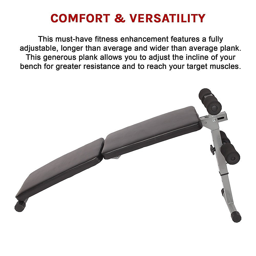 Adjustable abdominal crunch sit-up bench from Online Fitness Depot with padded supports for core workout exercises.