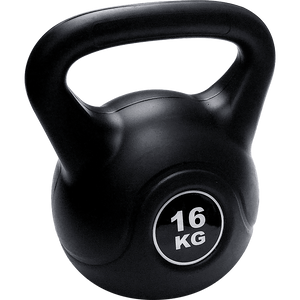 16kg concrete kettlebell for strength training, from Online Fitness Depot, used in home gym workouts for weightlifting exercises.