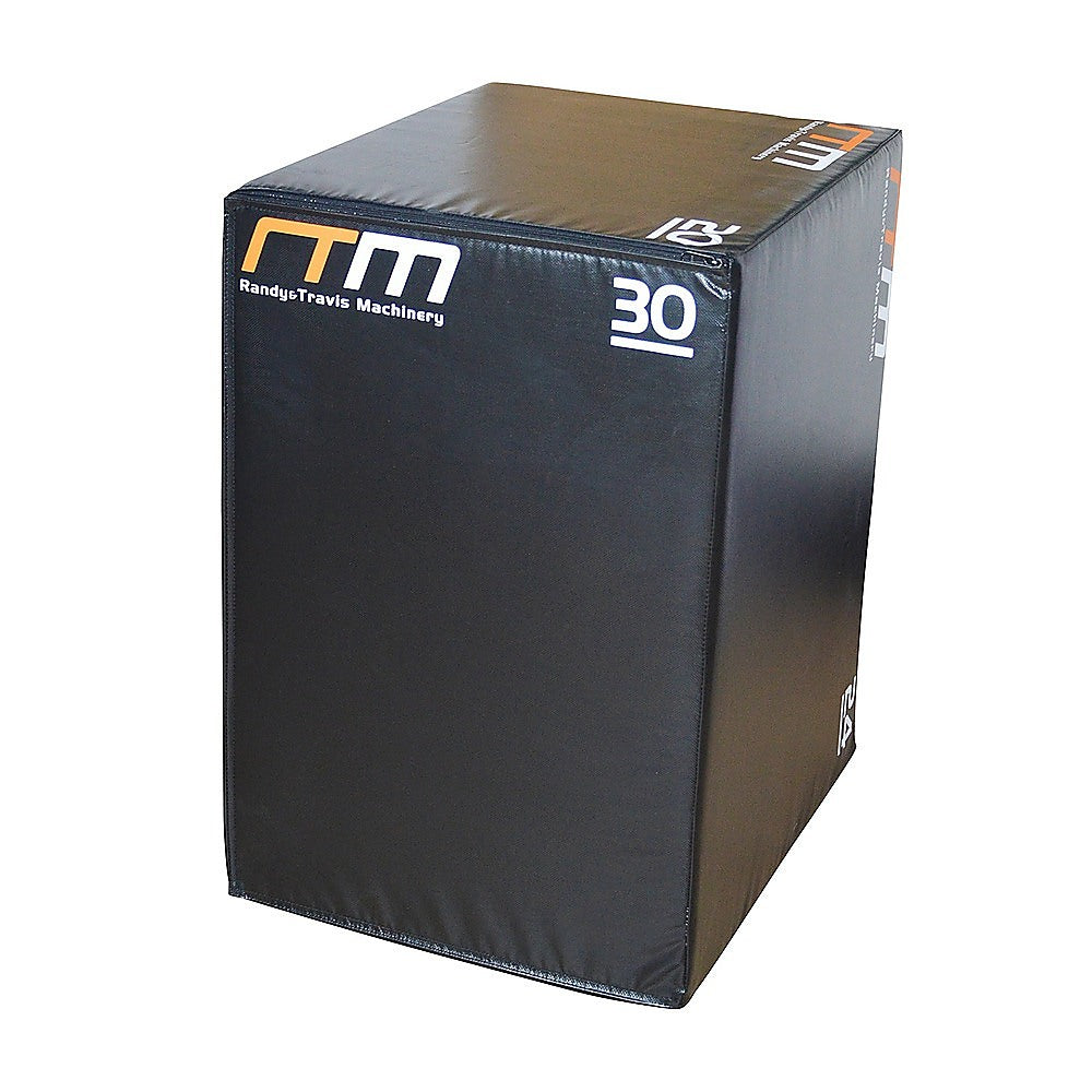 3-in-1 foam plyo jump box in black and gray, used for plyometric exercises and fitness training.