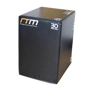 3-in-1 foam plyo jump box in black and gray, used for plyometric exercises and fitness training.