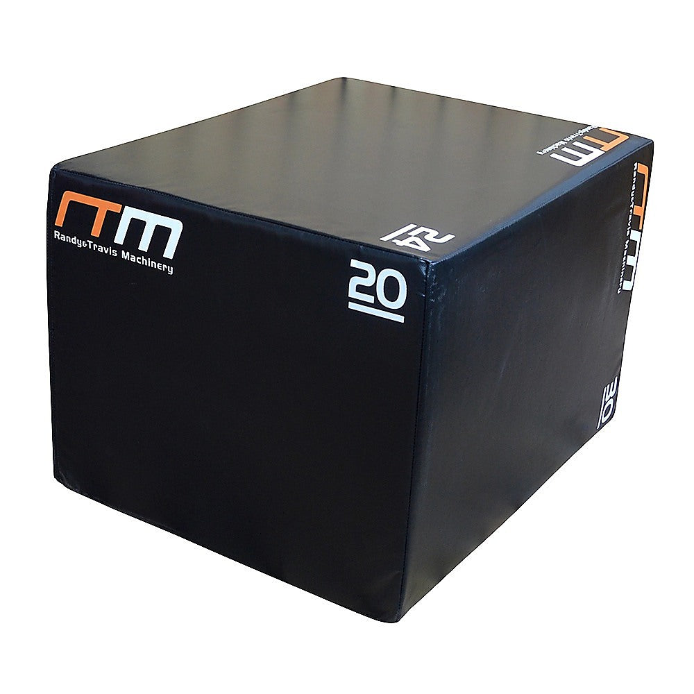 Online Fitness Depot 3-in-1 foam plyometric jump box for exercise and gym workouts, shown in different height configurations.