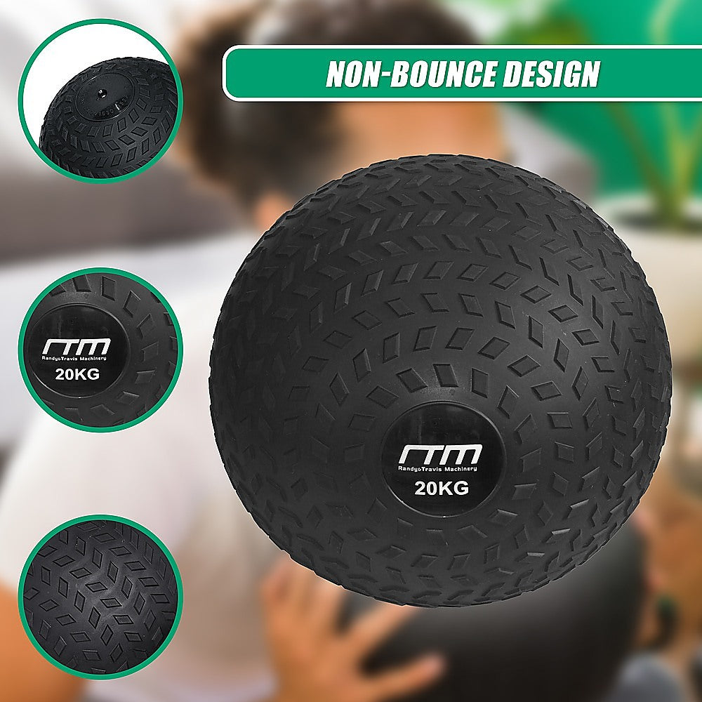 20kg Tyre Thread Slam Ball by Online Fitness Depot for gym and fitness, showing the textured surface and compact design.