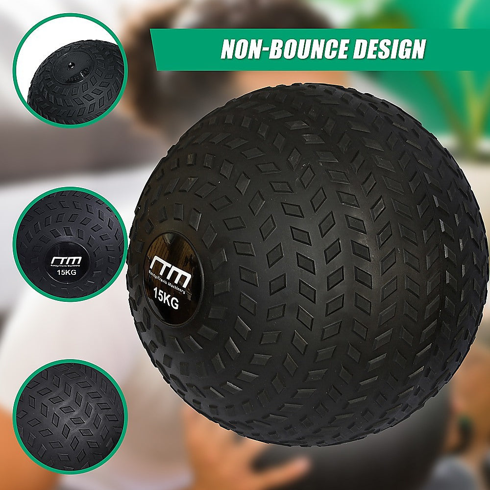 15kg Online Fitness Depot slam ball for gym workouts, featuring durable tyre tread design for strength training and fitness exercises.