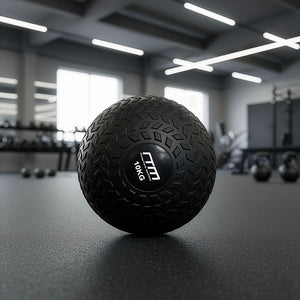 10kg Online Fitness Depot medicine ball for gym exercises, featuring durable tyre thread design for fitness and strength training.