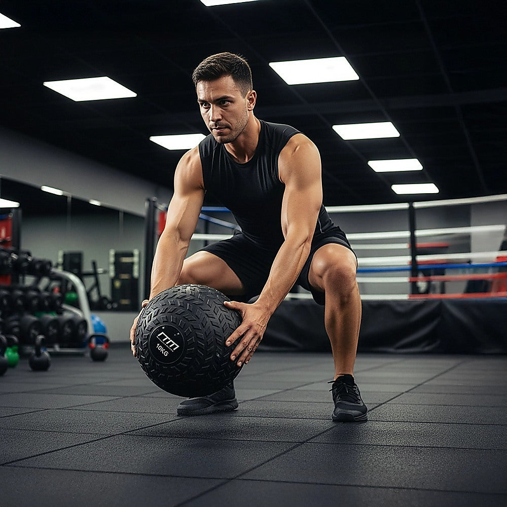 10kg Tyre Thread Slam Ball from Online Fitness Depot, gym medicine ball for strength training and fitness workouts.