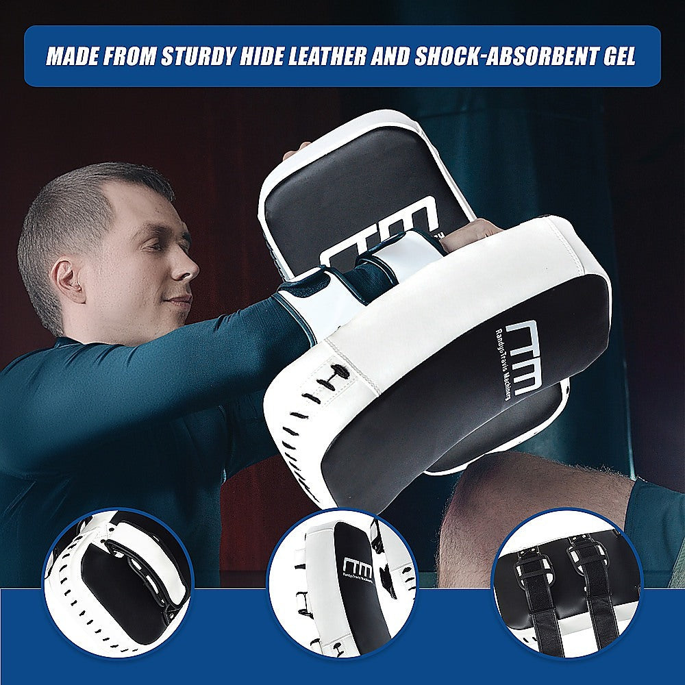 Muay Thai kick boxing strike shield pad from Online Fitness Depot, used for martial arts and boxing training drills.