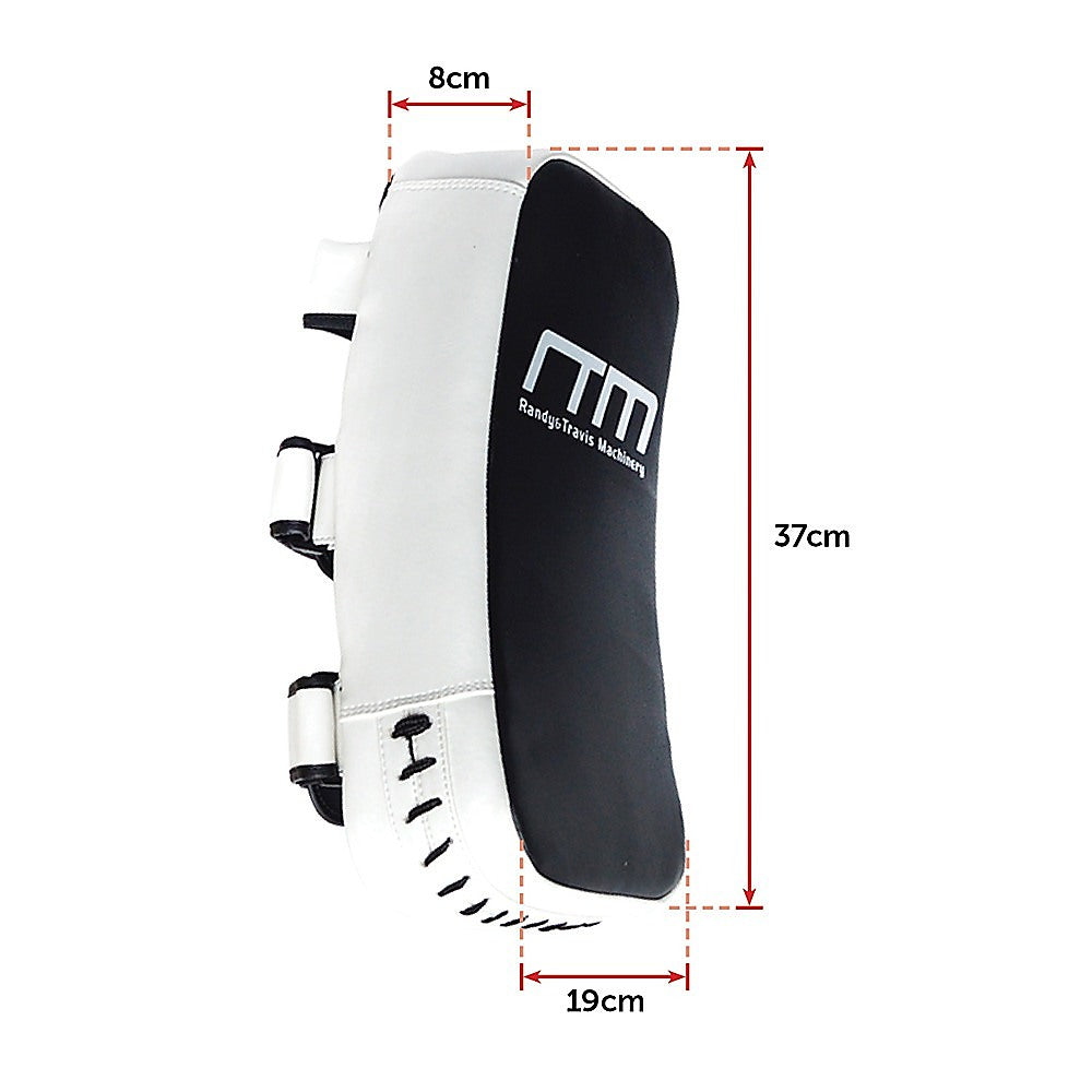 Muay Thai focus punch pad from Online Fitness Depot, used for MMA and boxing training, with padded strike shield for martial arts practice.