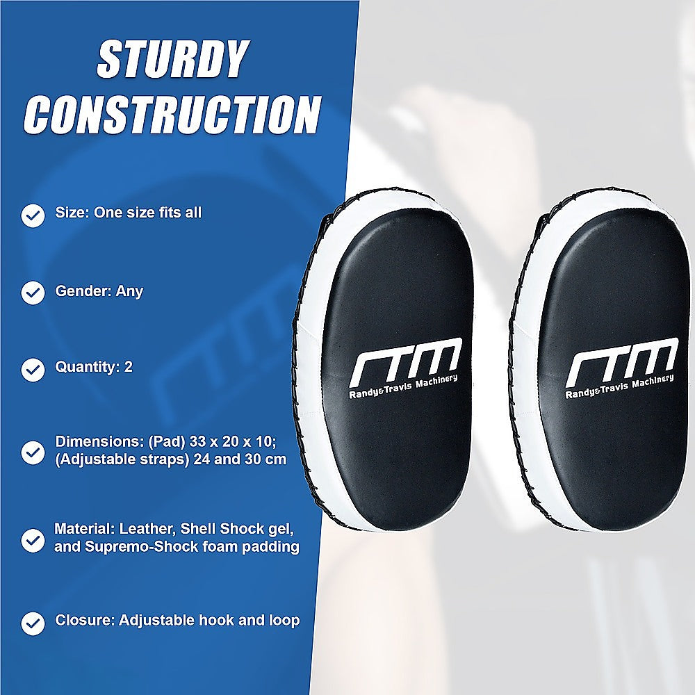 Curved MMA kick boxing pads from Online Fitness Depot, designed for Muay Thai and martial arts training, showing padded strike shield.