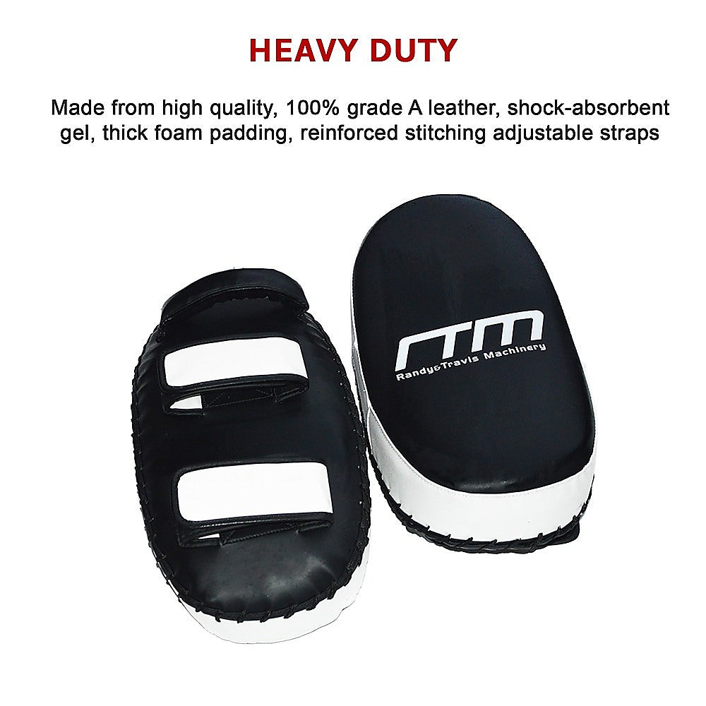 Curved MMA kick boxing pads from Online Fitness Depot, designed for Muay Thai training and punching focus drills.