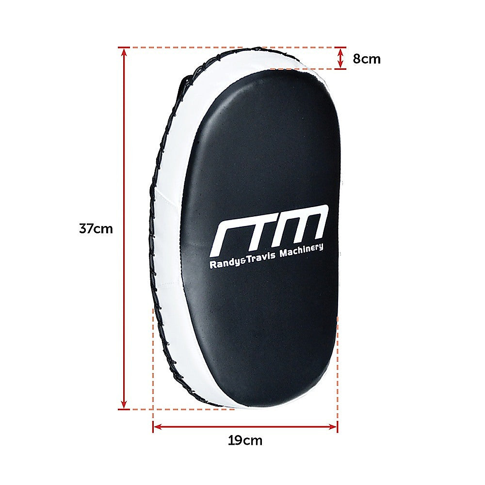 Curved MMA kick boxing pads with padded strike shield for Muay Thai and martial arts training, used in boxing and fitness workouts.