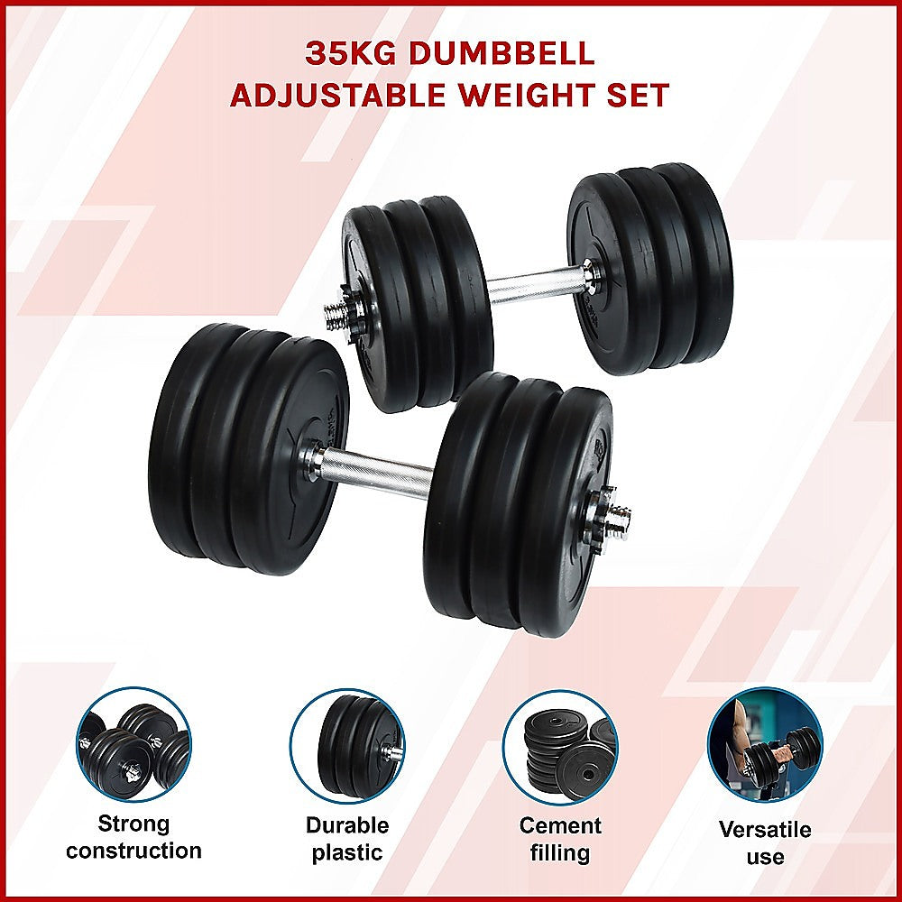 Adjustable 35kg dumbbell from Online Fitness Depot with black handle and weight plates for strength training and gym workouts.