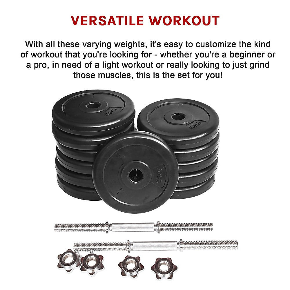 Adjustable 35kg dumbbell from Online Fitness Depot with weight plates and handle for strength training and gym workouts.