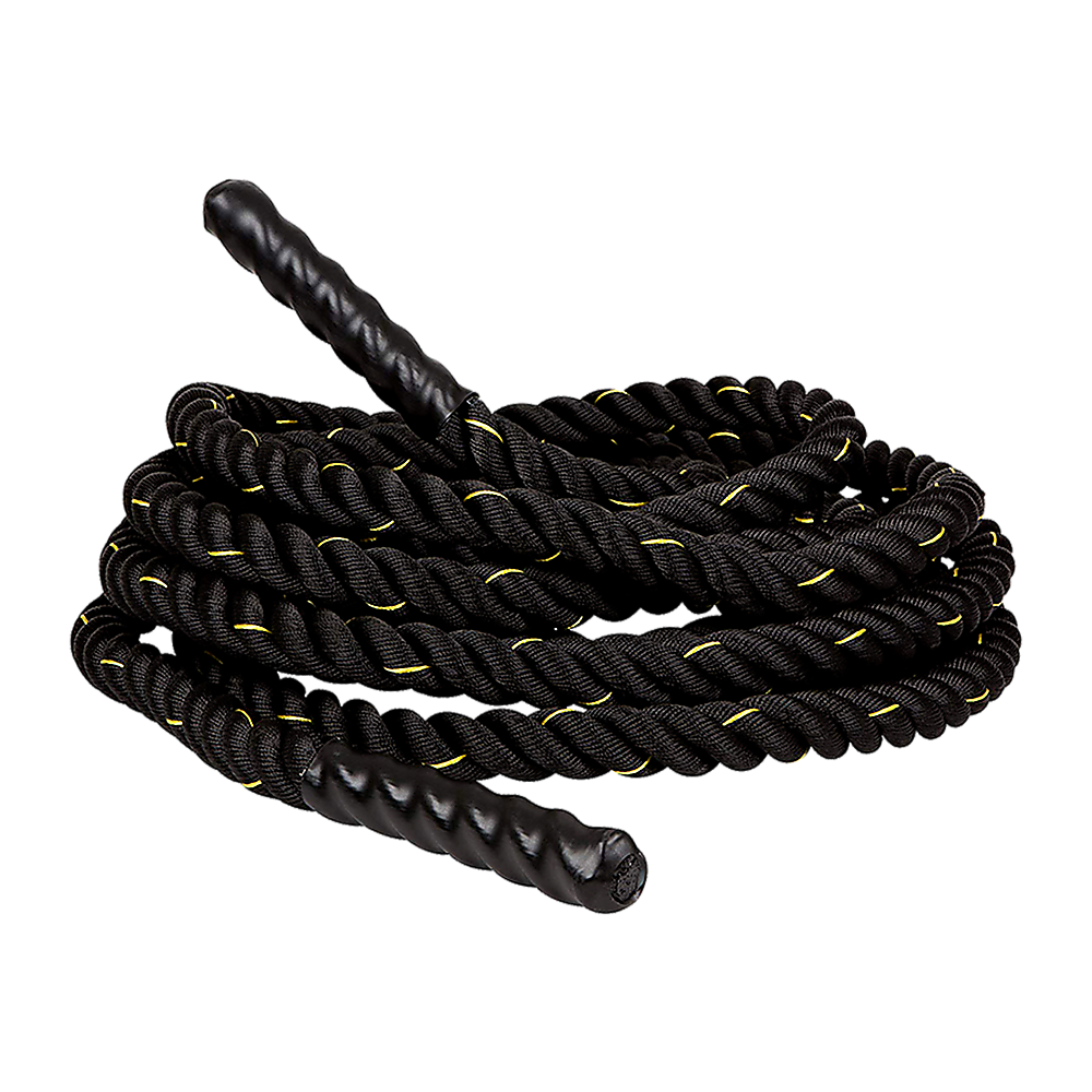 Polyester battle rope, 3.8cm diameter and 9m length, designed for strength training and gym workouts, by Online Fitness Depot.
