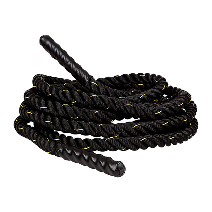 Polyester battle rope, 3.8cm diameter and 9m length, designed for strength training and gym workouts, by Online Fitness Depot.