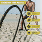Polyester battle rope, 3.8cm diameter, 9m length, for strength training and workout exercises in gym and fitness routines.