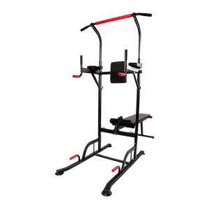 Online Fitness Depot Power Tower with pull-up bar, dip station, and weight bench for home gym workout and strength training.