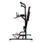 Power Tower home gym equipment with pull-up bar, dip station, weight bench, and multi-station fitness setup from Online Fitness Depot.