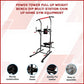 Online Fitness Depot power tower with pull-up bar, dip station, and weight bench for home gym workouts and strength training.