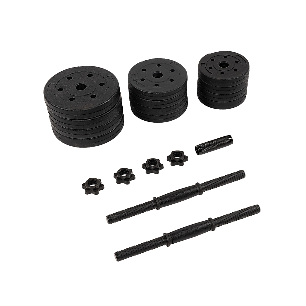 20kg dumbbell set with adjustable weights, fitness bar, and plates for home gym strength training from Online Fitness Depot.