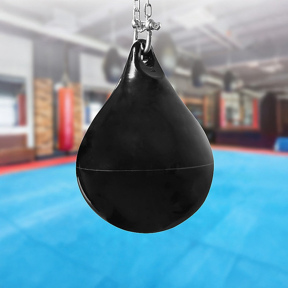 30L Aqua water punching bag with D-shackle and chain for boxing and martial arts training, designed for fitness and exercise.