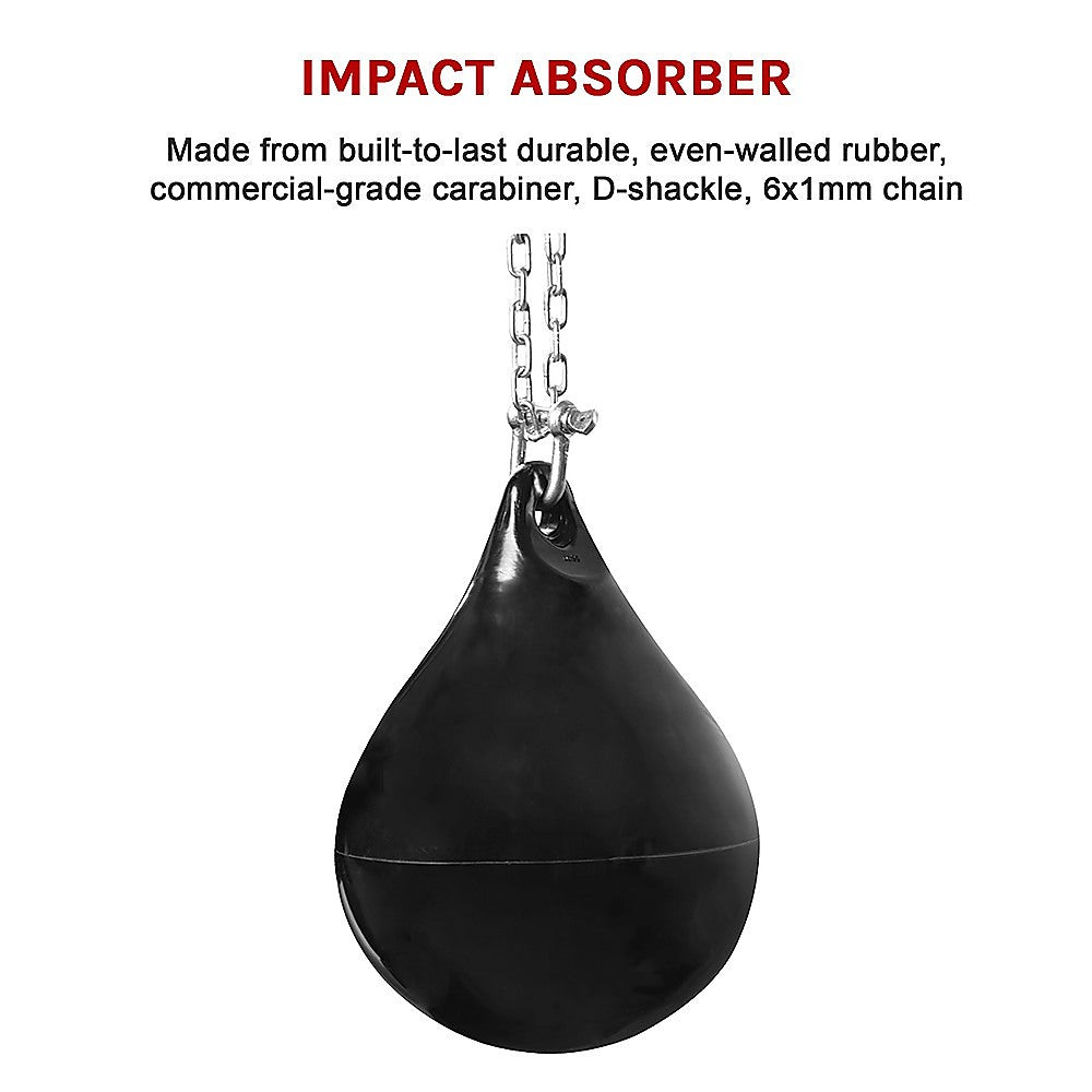 30L Aqua Water Punching Bag with D-shackle and chain, used for boxing and martial arts training, by Online Fitness Depot.