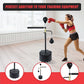 Free standing punching bag speedball for boxing and reflex training, black and red, designed for martial arts fitness workouts.