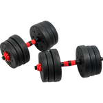 Online Fitness Depot 20kg adjustable rubber dumbbell set with barbell for home gym and weightlifting exercises.