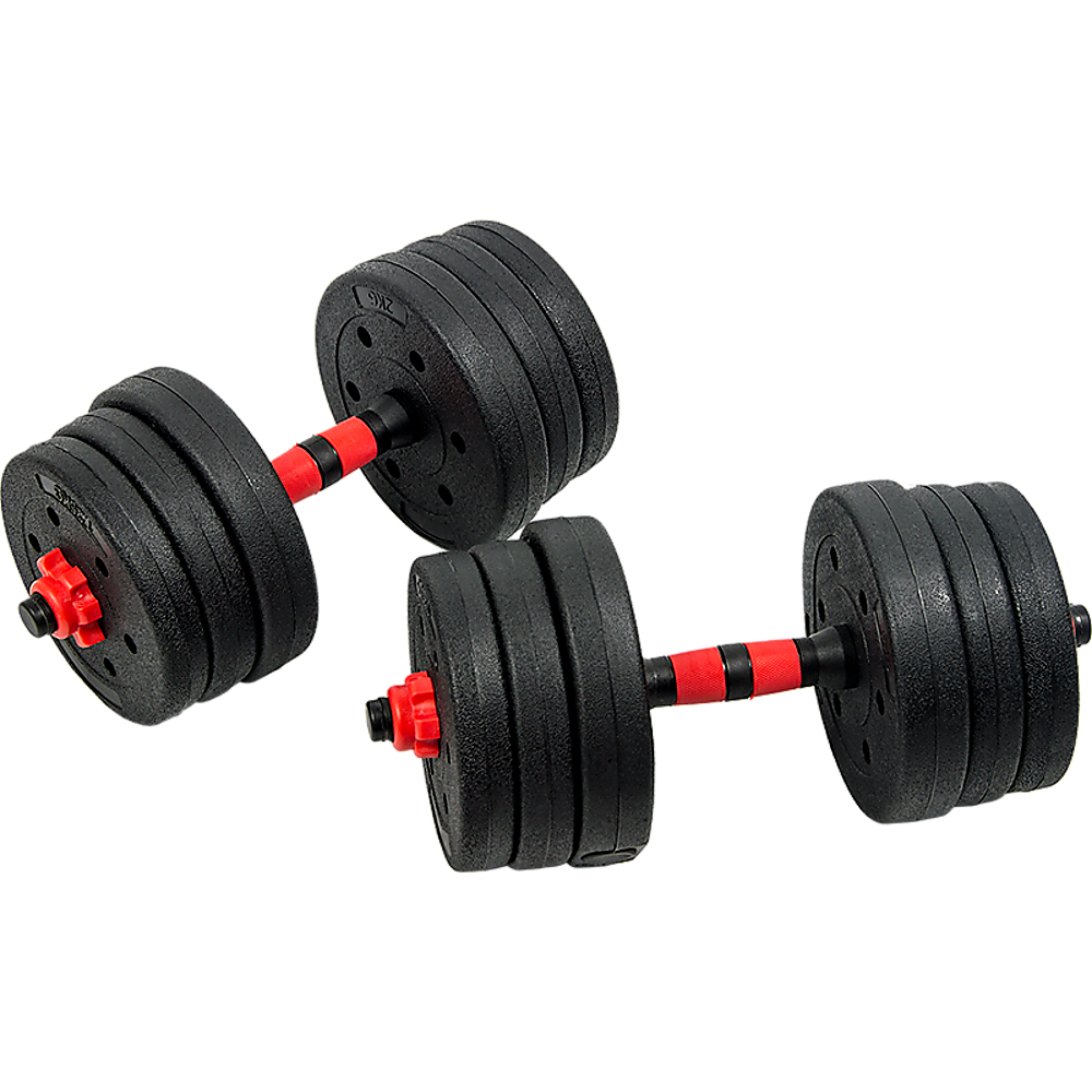 Online Fitness Depot 20kg adjustable rubber dumbbell set with barbell for home gym and weightlifting exercises.