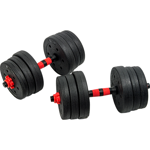 Online Fitness Depot 20kg adjustable rubber dumbbell set with barbell for home gym and weightlifting exercises.