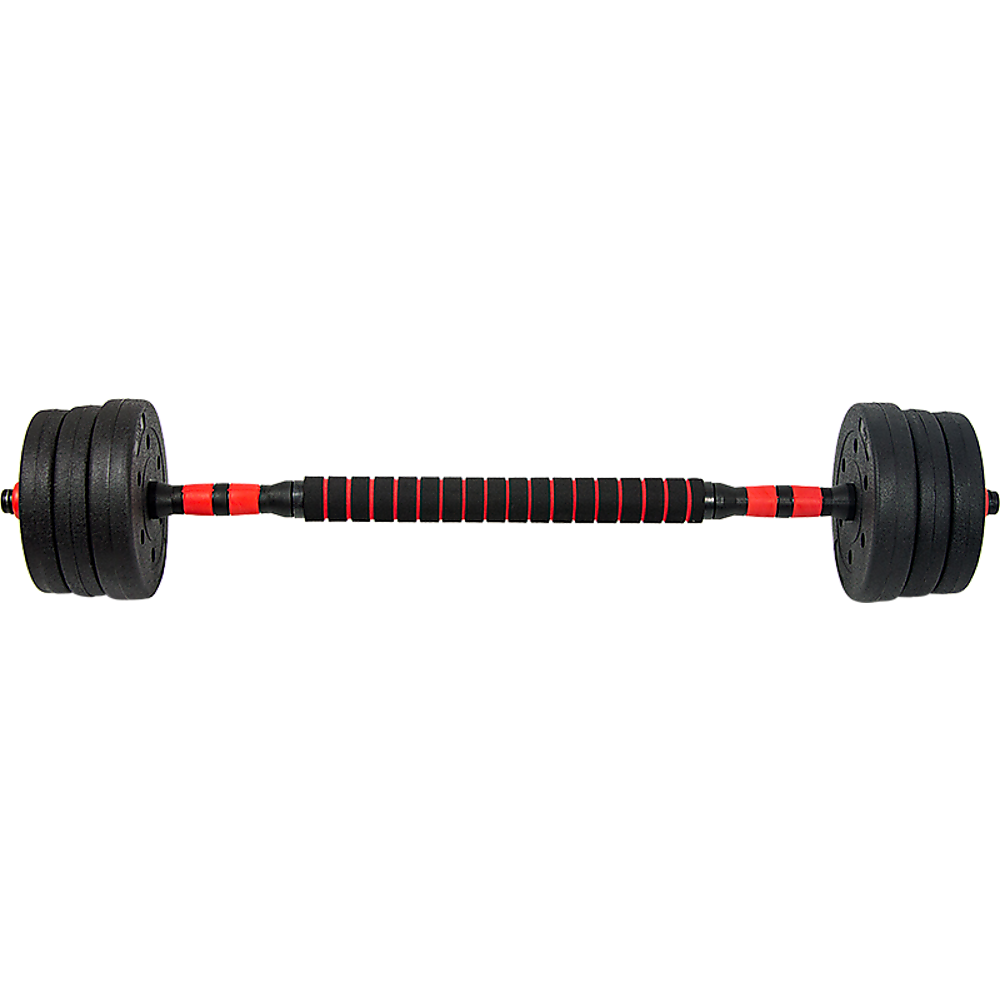Adjustable 20kg rubber dumbbell set by Online Fitness Depot with barbell for home gym strength training exercises.