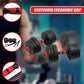 20kg adjustable rubber dumbbell set with barbell for home gym workouts, featuring weight plates and secure locking mechanisms.