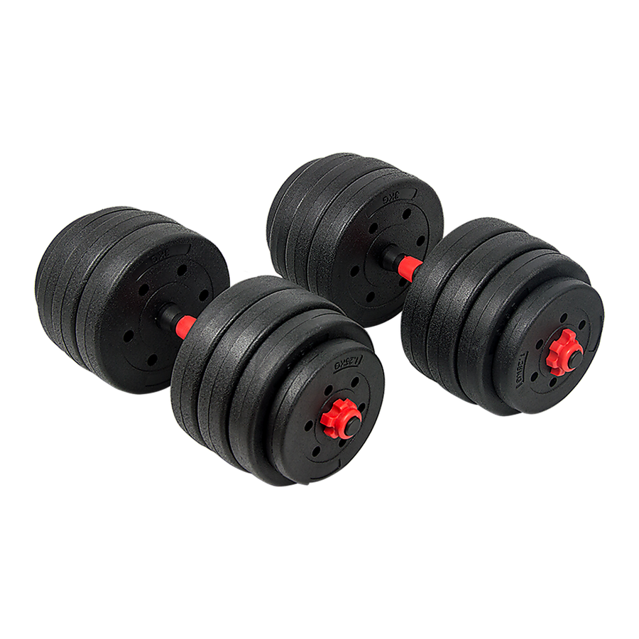 Adjustable 40kg rubber dumbbell set with barbell for home gym workouts, featuring weight plates and handles from Online Fitness Depot.