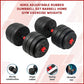 40kg adjustable rubber dumbbell set with barbell for home gym workouts, featuring weights and handles from Online Fitness Depot.