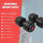 40kg adjustable rubber dumbbell set with barbell for home gym workout, featuring weight plates and handles from Online Fitness Depot.