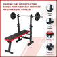 Online Fitness Depot folding flat weight lifting bench for home gym workouts, adjustable exercise equipment for strength training.
