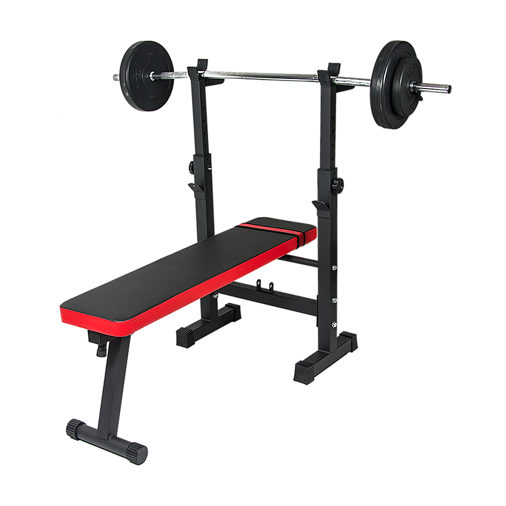 Online Fitness Depot folding flat weight lifting bench for home workout, gym exercise, and fitness training equipment.