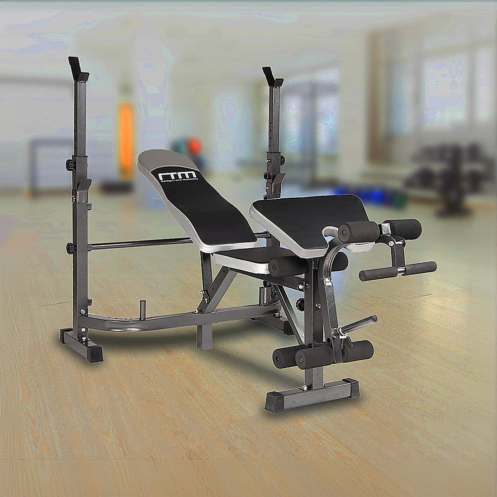 Online Fitness Depot multi station home gym weight bench with leg press and exercise equipment for full-body fitness workouts