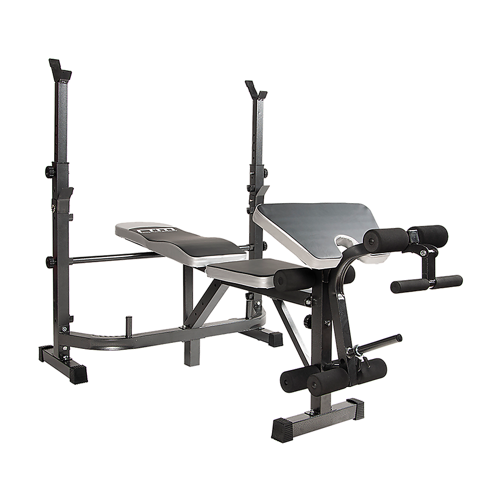 Online Fitness Depot multi-station home gym weight bench and leg press equipment for full-body fitness workouts.