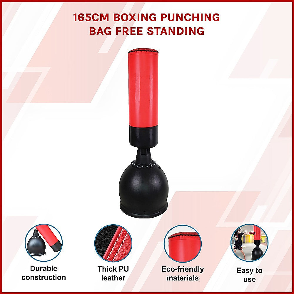 Free standing 165cm boxing punching bag by Online Fitness Depot for boxing and martial arts training.