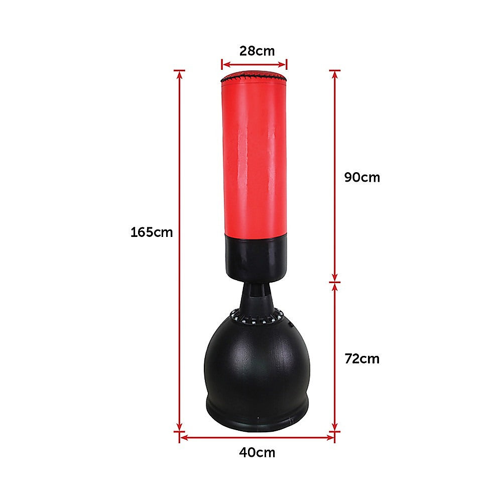 Free-standing 165cm boxing punching bag by Online Fitness Depot for martial arts and boxing training in a gym or home gym setting.