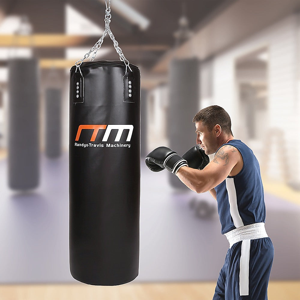 Heavy-duty 37kg boxing punching bag from Online Fitness Depot, filled and ready for training in martial arts and fitness.