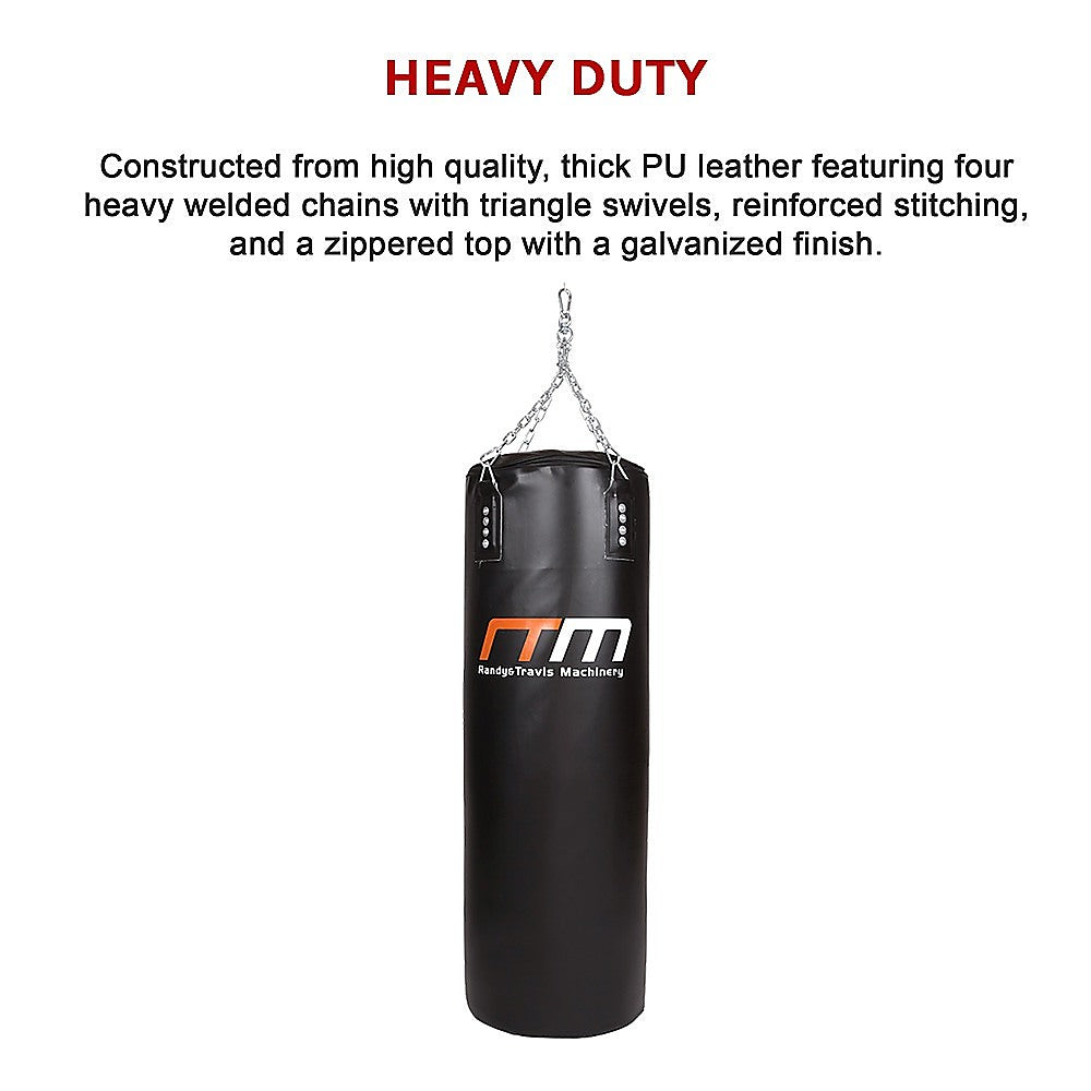 Heavy-duty 37kg boxing punching bag from Online Fitness Depot, filled and ready for martial arts training and boxing workouts.