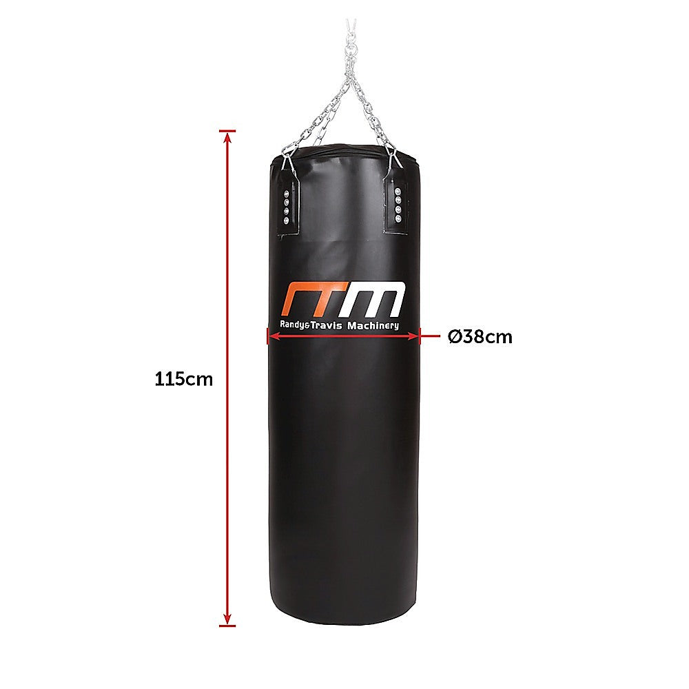 Heavy-duty 37kg boxing punching bag by Online Fitness Depot, filled and ready for boxing and martial arts training.