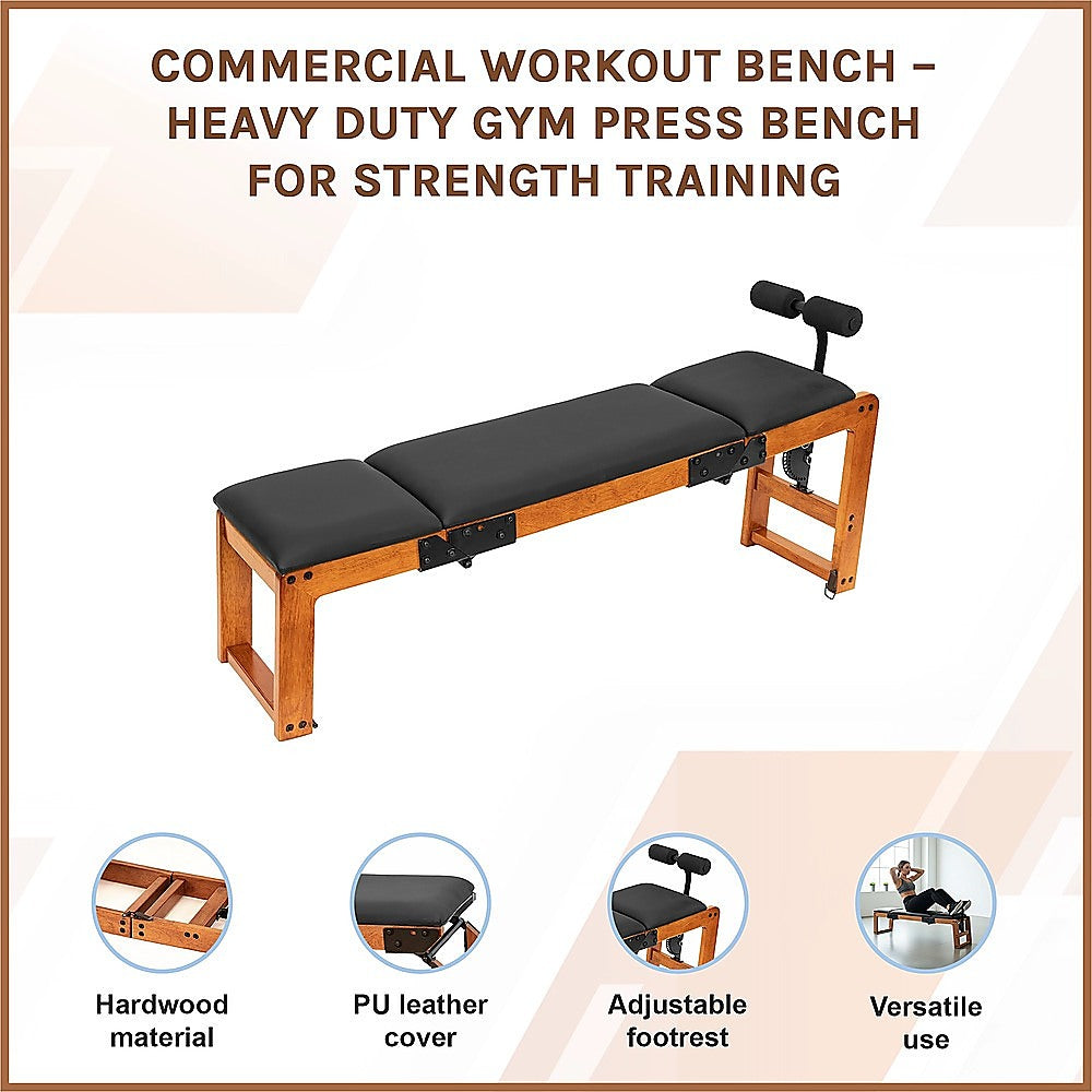 Heavy duty commercial workout bench from Online Fitness Depot with adjustable backrest for strength training exercises.