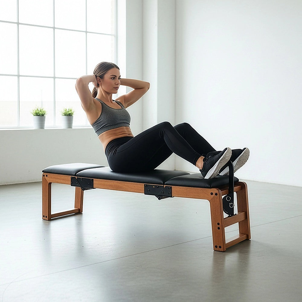 Heavy duty commercial workout bench from Online Fitness Depot with adjustable backrest for strength training exercises.