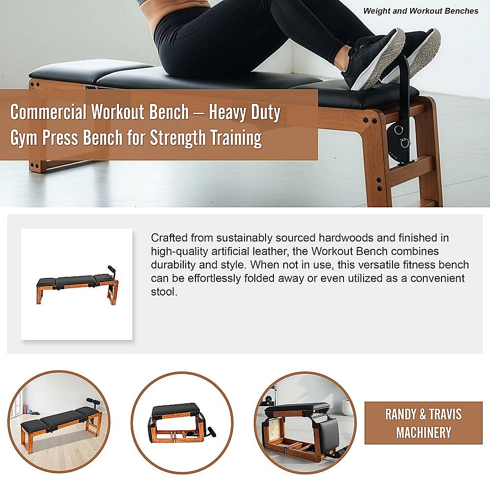 Heavy-duty commercial workout bench from Online Fitness Depot, designed for strength training and gym exercises.