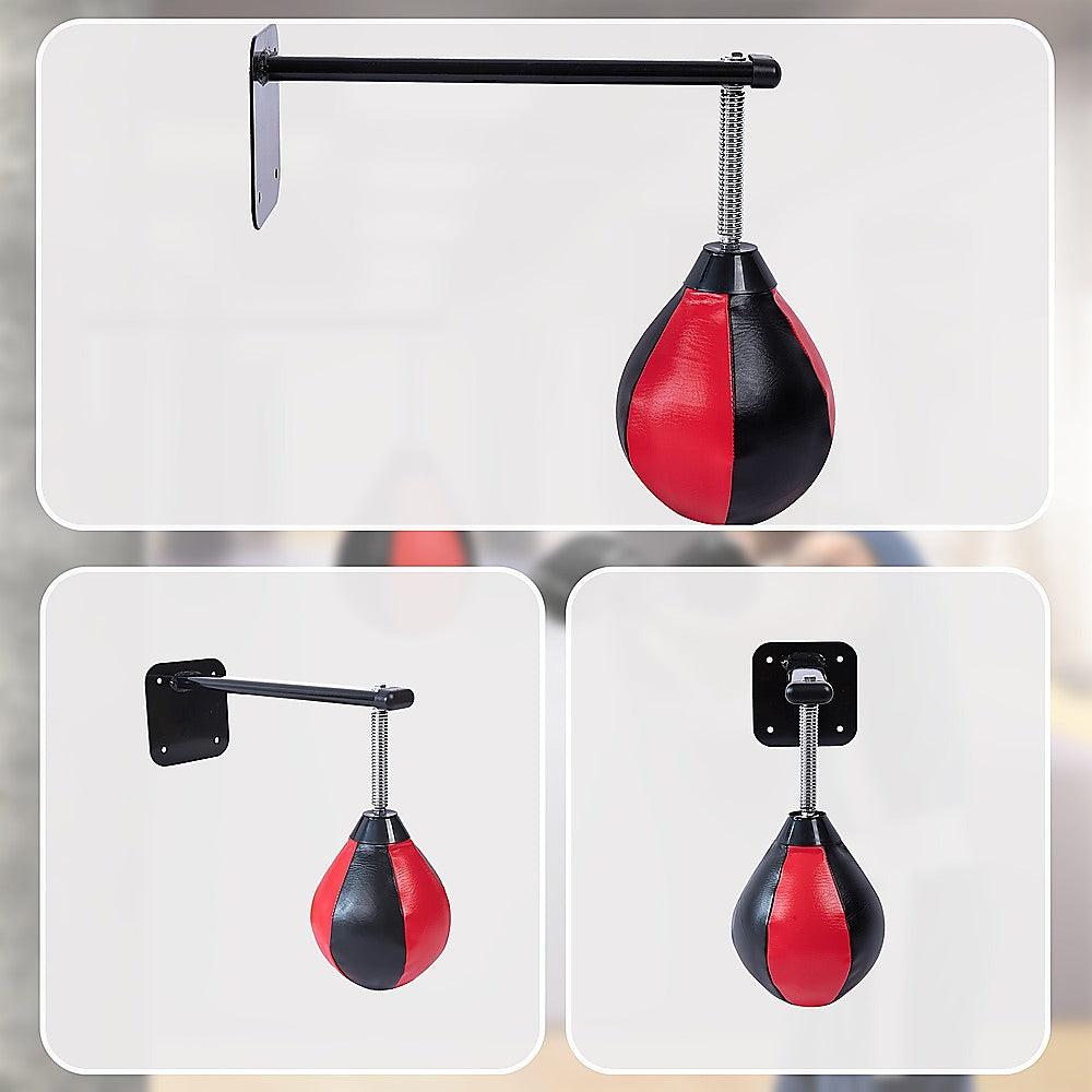 Wall hanging boxing punching bag speed training kit with wall mount bracket, designed for fitness and stress relief exercises.