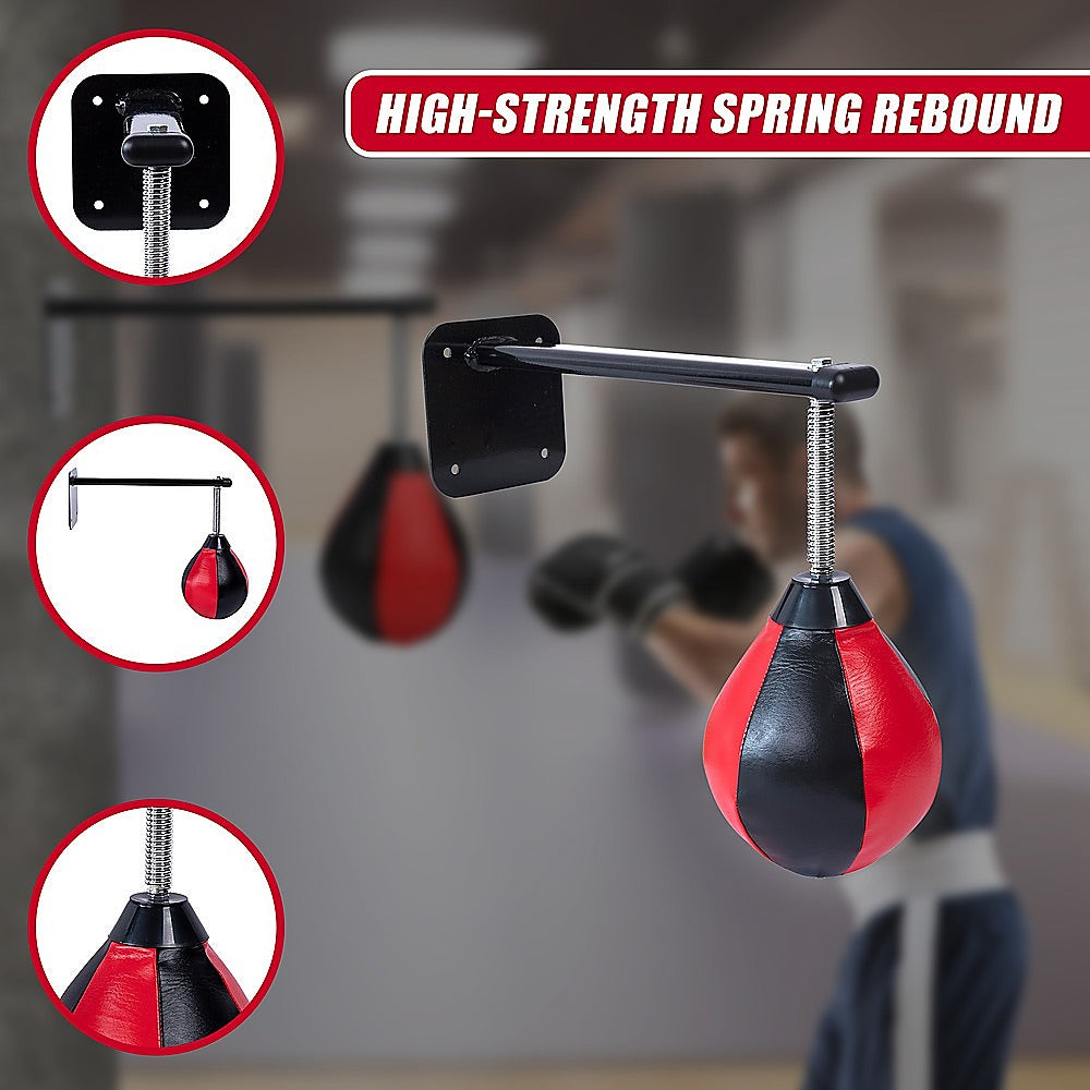 Wall hanging boxing punching bag speed training kit with wall mount bracket, designed for fitness and stress relief workouts.