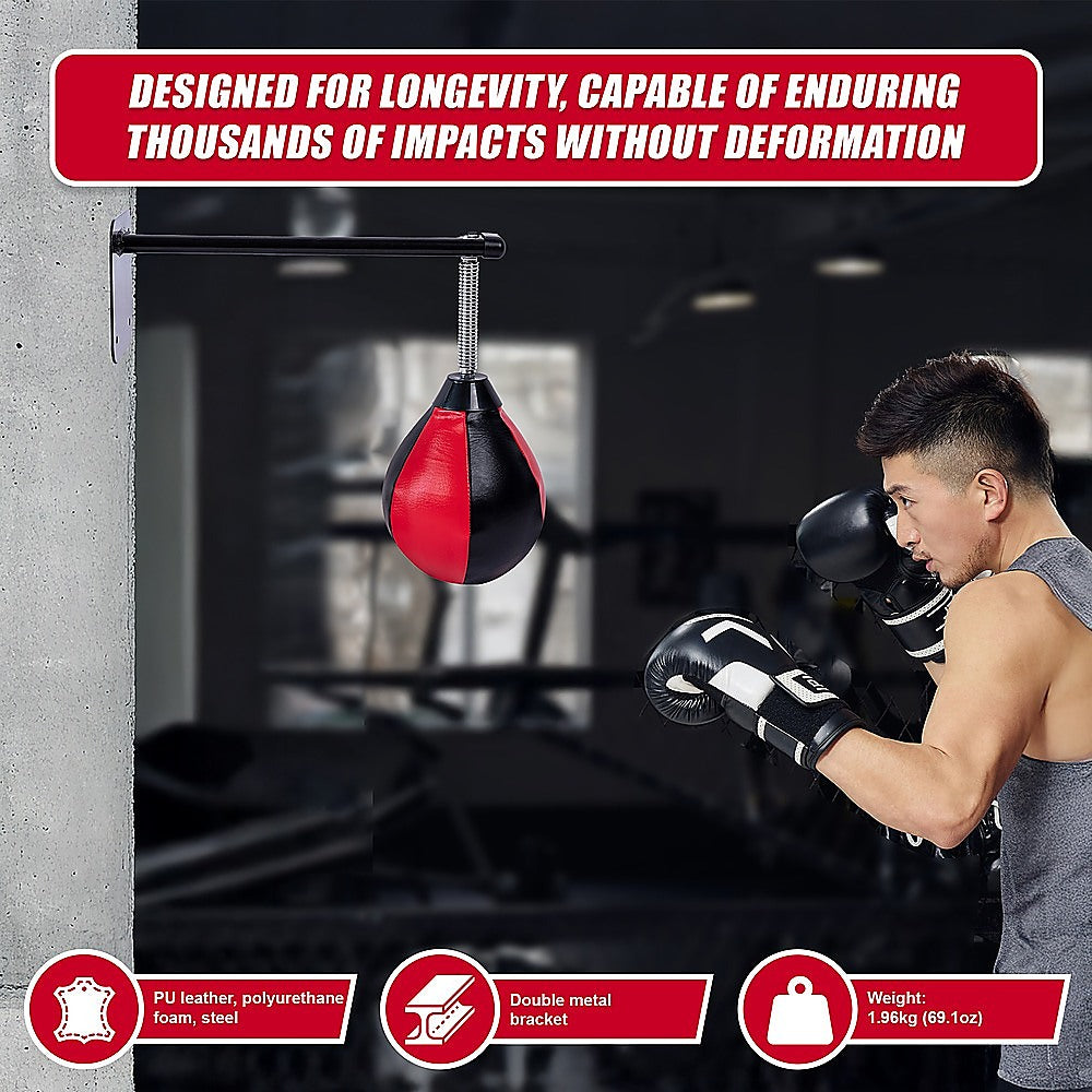 Online Fitness Depot wall hanging boxing punching bag for speed training with wall mount bracket, ideal for stress relief and fitness.